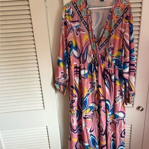 SHEIN Multicolor Swirl Long Sleeve Dress